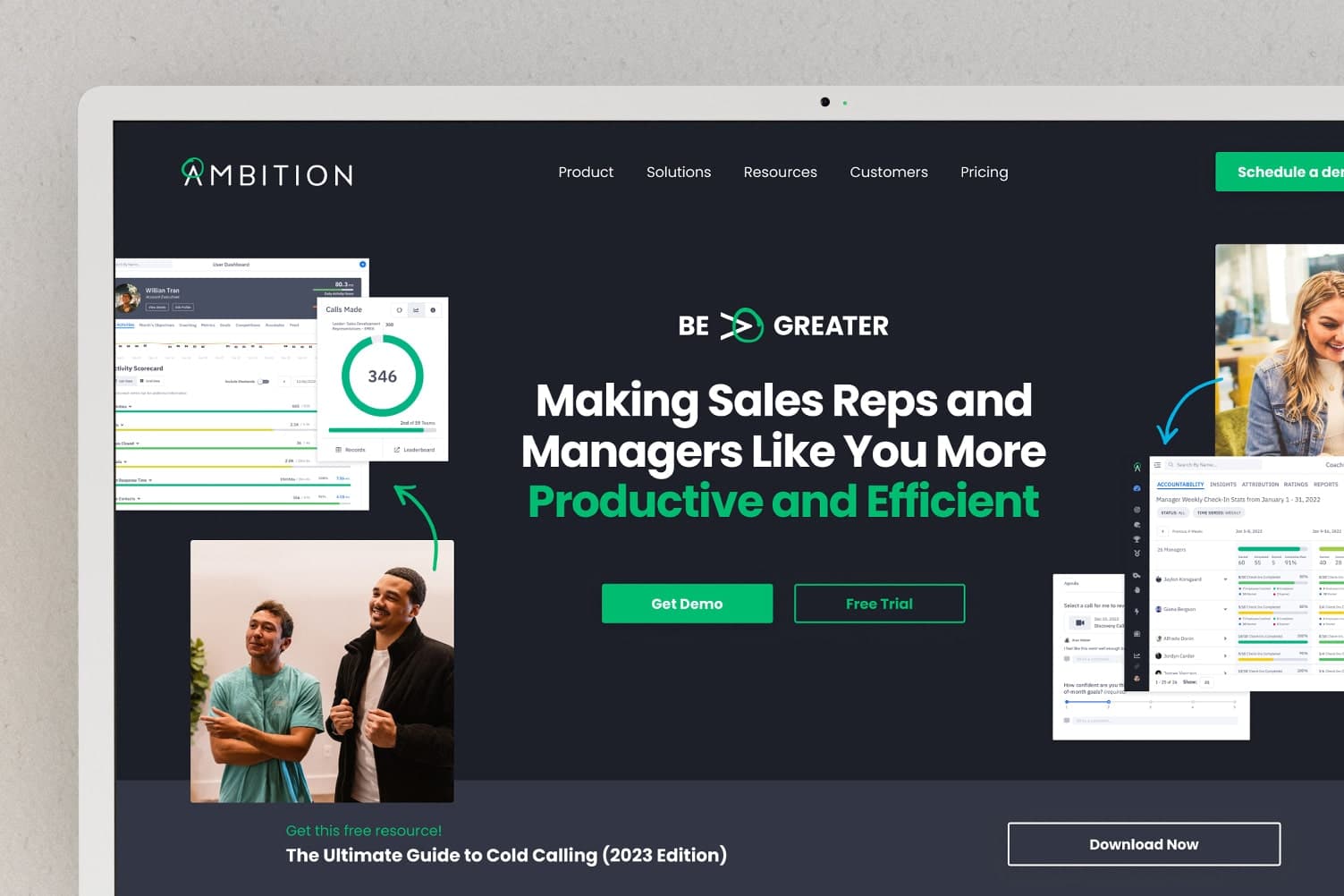 Desktop view of Ambition website