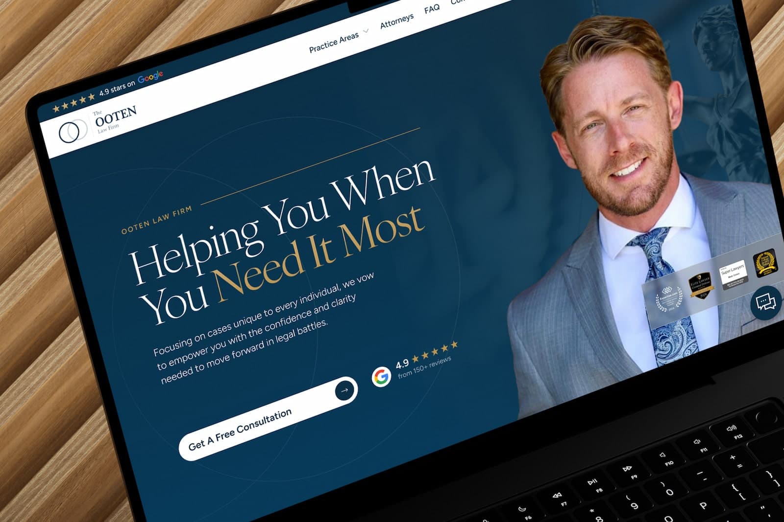 Desktop view of Ooten Law Firm website
